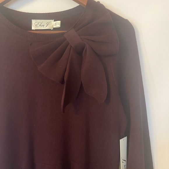 Eliza J fit and flare ribbed sweater dress, deep purple - Picture 5 of 8